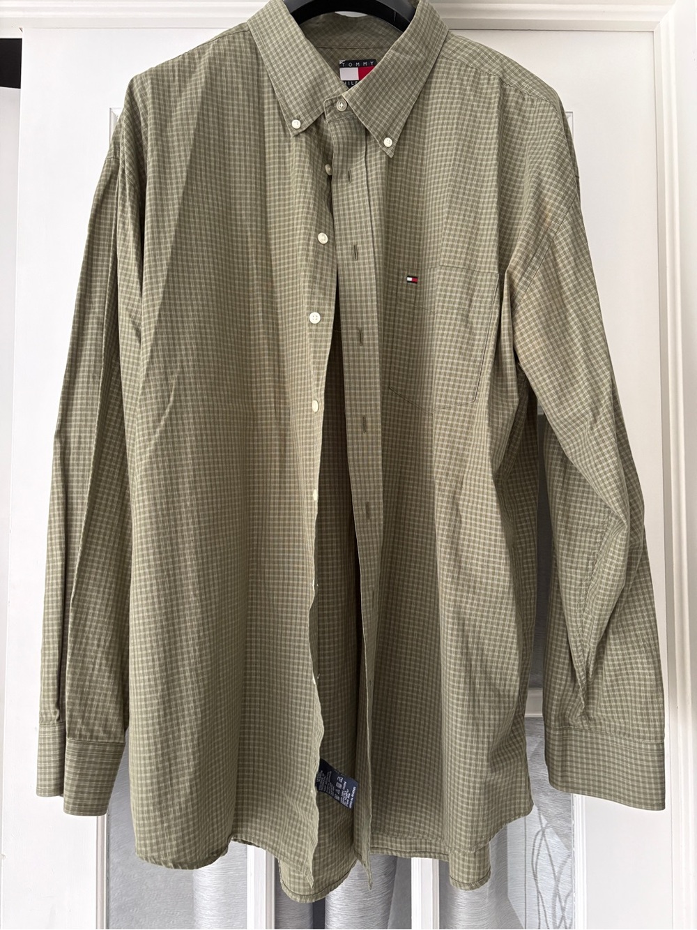 Tommy Hilfiger Men's Olive Check Button-Down Dress Shirt